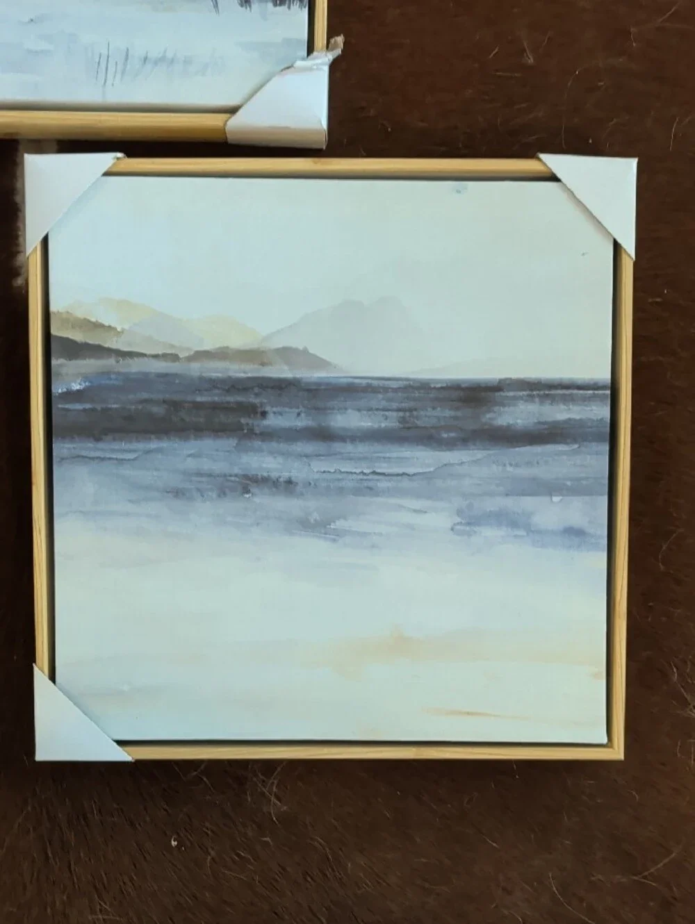 Coastal Mist Framed Wall Art Set - Wood Frame, Blue and Cream Tones